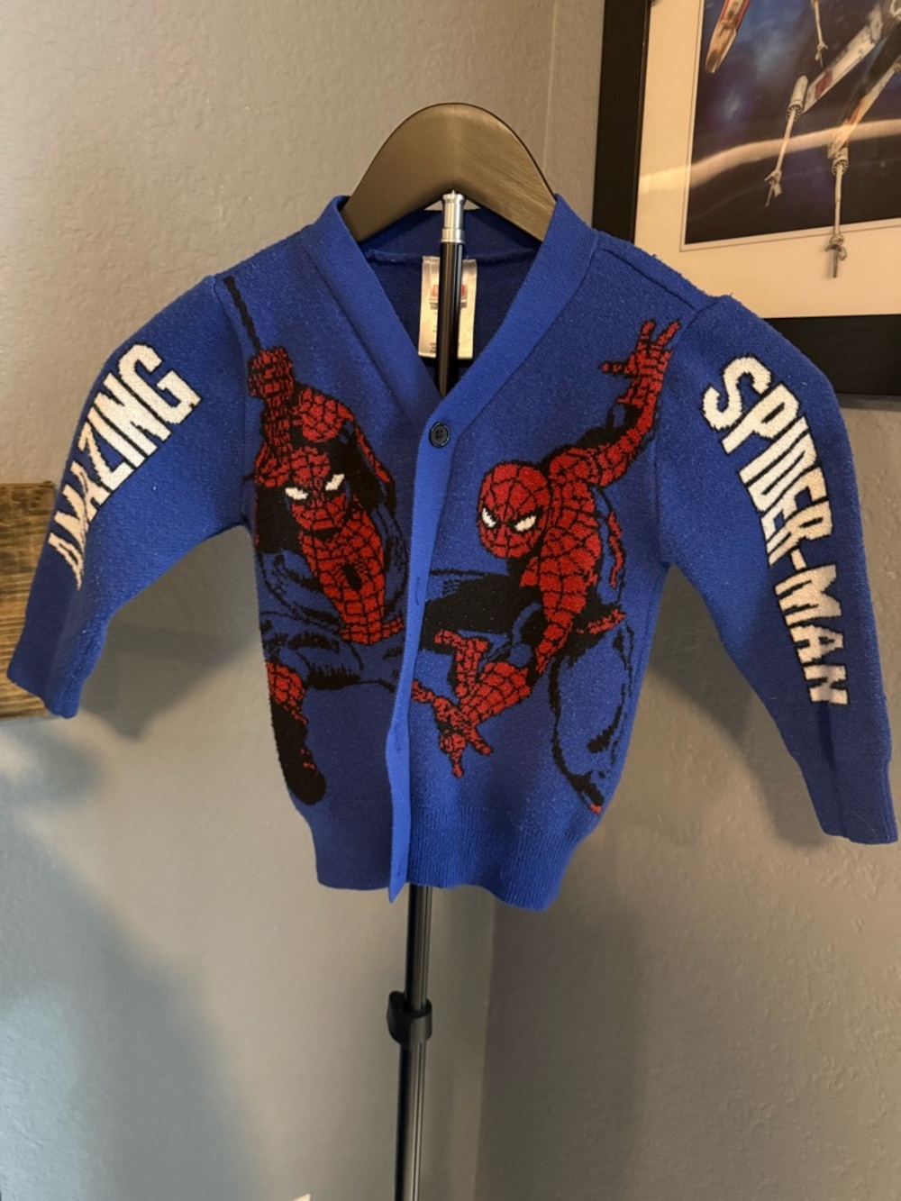 Marvel Spider-Man Blue and Red Knit Cardigan